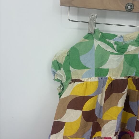 Oeuf Dress Girls 6-7 Years Cotton Linen Freesia Party Colorful Luxury Retro Tier - Picture 5 of 8